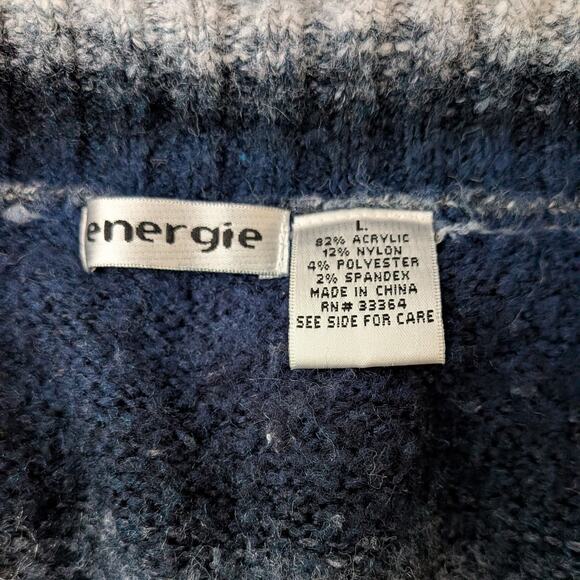 Energie V Neck Sweater L Blue Vintage Y2K Elena Bella Twilightcore Swan Stripe - Picture 8 of 11